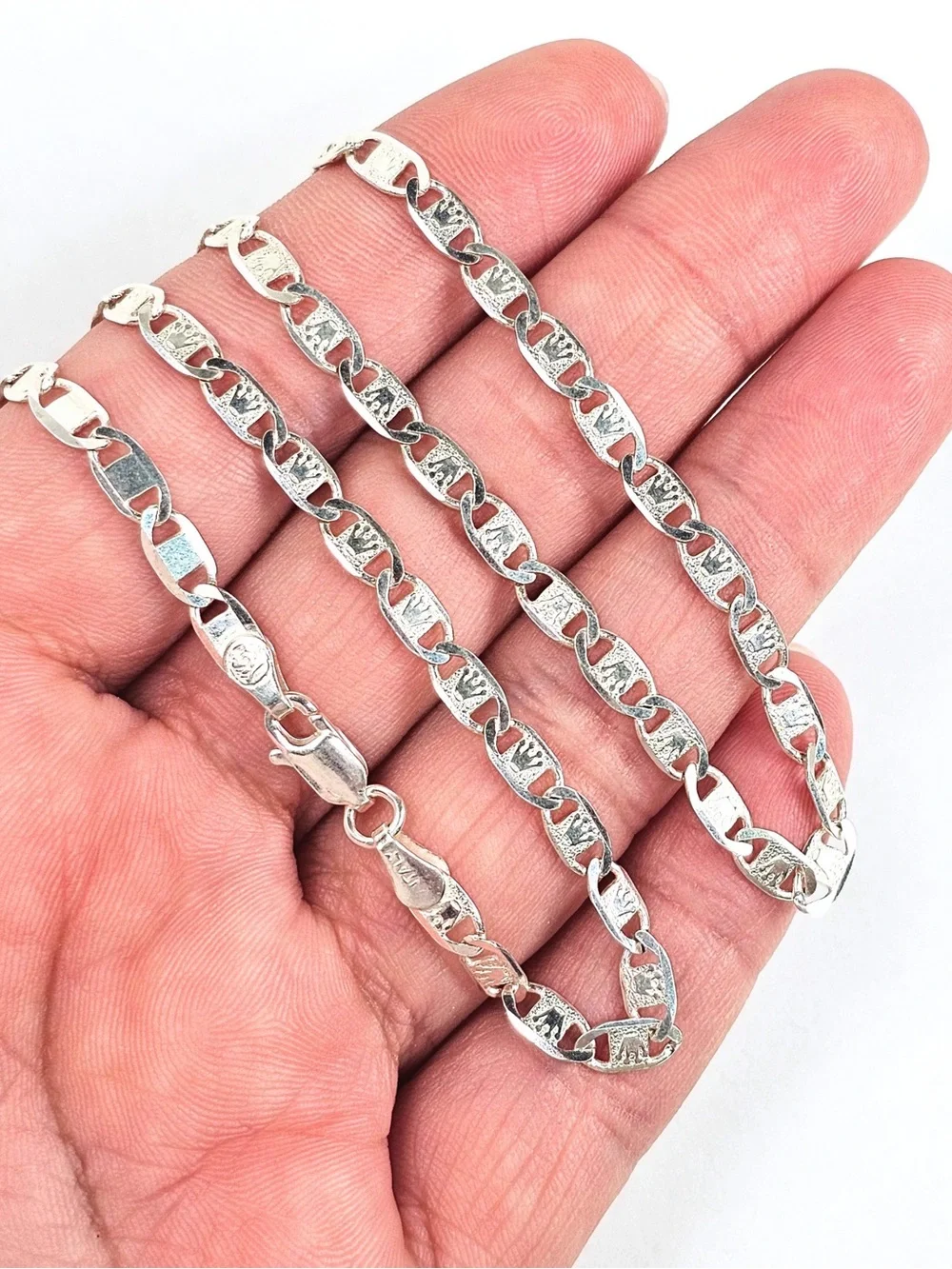 Mariner Chain 3.8mm Rolex Crown Design Men’s 925 Sterling Silver 60cm